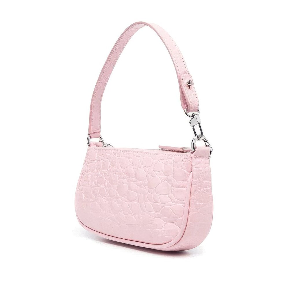 BY FAR Mini Rachel Croc-Effect Leather Bag in Pink - Picture 2 of 8